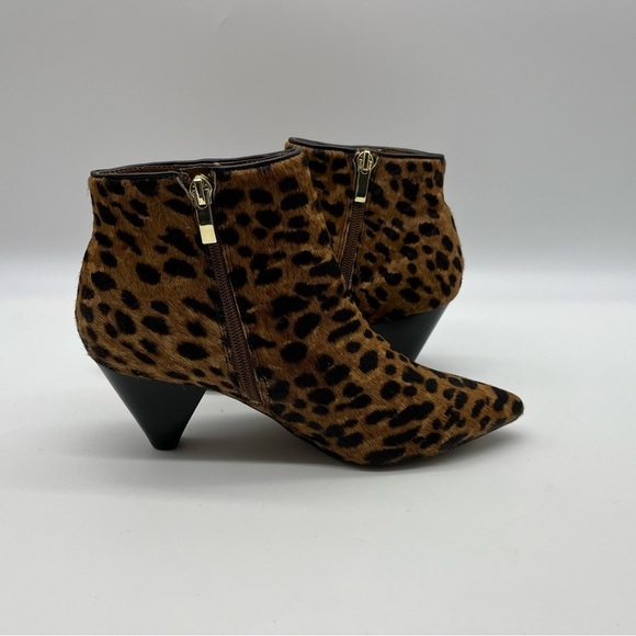Franco Sarto Shoes - Franco Sarto Calf Hair Leather Ankle Boots Womens Size 7 Leopard Print Side Zip
